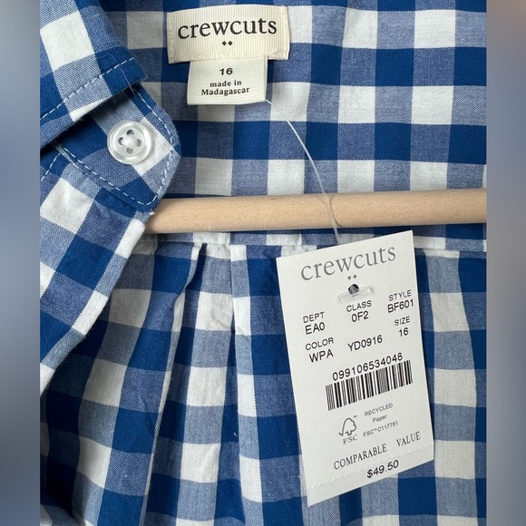 J Crew crewcuts blue check boys button down shirt - Picture 5 of 7